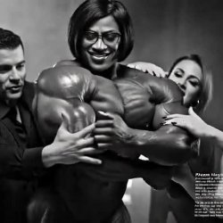 Exotic bodybuilding dancer club, no man or woman can resist to her naked hypertrophic muscles