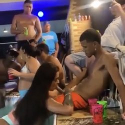 Slut Sucking BBC at Pool Party in Front of Everyone