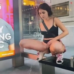 New York Bus Stop Pissing | public outdoors risky peeing in the street