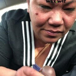 Asian crackhead suck bbc in car and spit