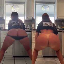 PAWG redhead teen twerks in the kitchen
