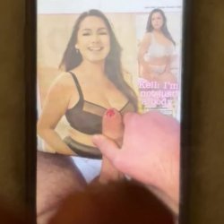 2 cocks wanking for Kelly Brook