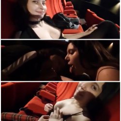 The Blow Before The Show, Lucky Guy Gets Public Blowjob From 2 French Sluts During Movie Previews