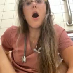 Dirty nurse plays with herself at work