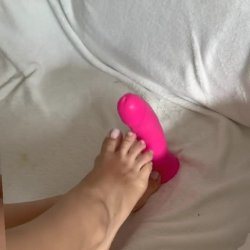 🔞 Young sexy nude horny feet pink dildo toy tease wet toes 🫦💦🍑😈 OF now
