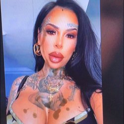 Pretty face tatted latina MILF mrsbriangonzales CUM tribute from 3yrs ago on my 32in TV