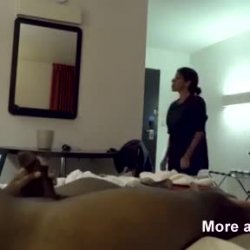 Hotel maid dickflash and stay and clean