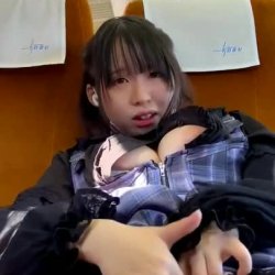 Horny Asian in public transportation