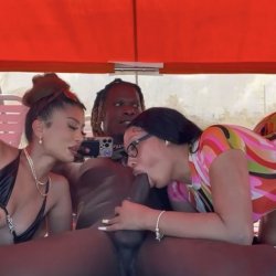 Sexy Indian and Ebony sluts fucking BBC on the beach