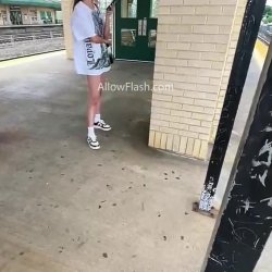 DickFlash a Asian at the train station and she enjoy the show