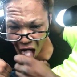 granny gumjob in car
