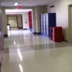 Cumming on a teacher's face in public hallway