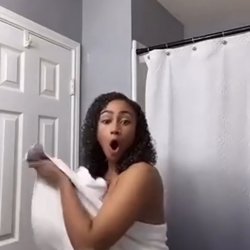 Stupid thot accidentally flashes on camera