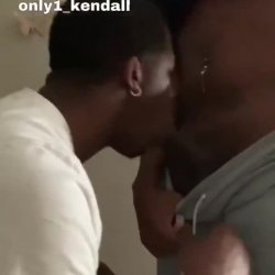Ebony TS gets secretive blowjob in her friend's room