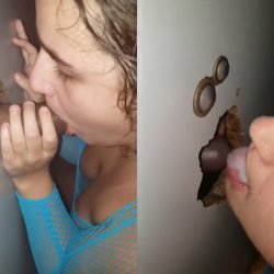 Wife Deepthroating BBC Through The Gloryhole | amateur interracial blowjob cumshot glory hole