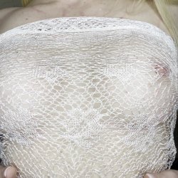 My hard nipples are begging to break through this tiny fishnet while I tease my neck 😈