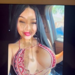 Big fake tits Latina bimbo cum tribute #1