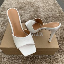 Sexy white sandals perfect for masturbation