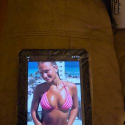 Blonde in bikini cum trib