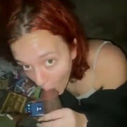 White Hoe sucks BBC while talking to her cuck white boyfriend on the phone
