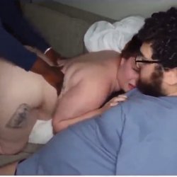Cuck comfort his wife while her bbc bull pounding her from the back.