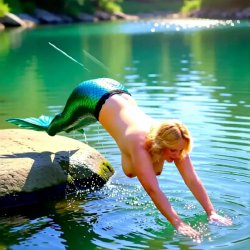 Mermaid MaryBeth Gassman dressed and topless
