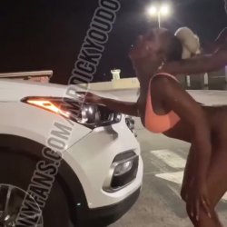 Parking lot thot takin backshots til busted by a cop