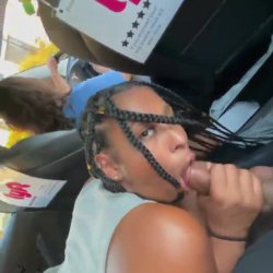 Ebony baddie sucking dick in the Lyft the drivers was mad about being cuck and kick them out