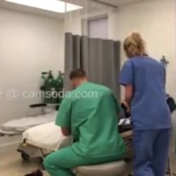 Nurse strips and flashes in hospital