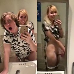 White boy fucked by adorable blonde TS
