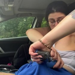 Chubby White alliance Hoe Plays with Pussy in Car🚗 💦