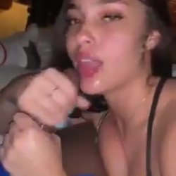 BEAUTY GIVES SEXY BLOWJOB IN THONGS