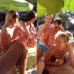 Her nudist friends watch her get fucked