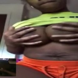 Ebony with big tits strips after getting DickFlash on facetime and cumshot