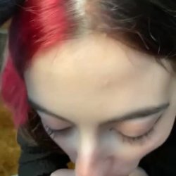 Adorable emo girl chokes on dick