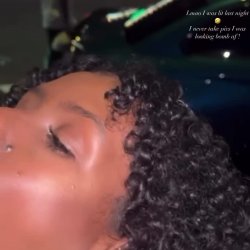 African girl having fun
