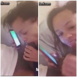 Cheating Teen Slut Talks To Her Boyfriend While Sucking