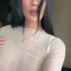 Big tits pressed tight under sheer fabric 😋