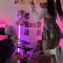 ¥Asian kinky wife pigtails + skirt teasing<3¥