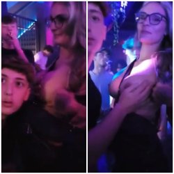 Guys Couldn't Handle Themselves When Milf Whips Out Her Tits in Nightclub