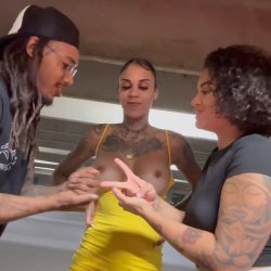 fucking her best friend in a public place doing a rock paper scissor