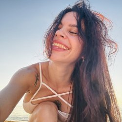 Just a girl and the sea—pure happiness