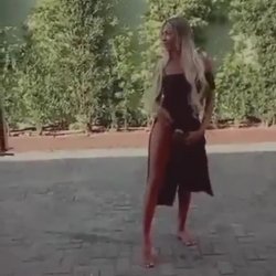 Swinging Her Cock Outside so Everyone Sees