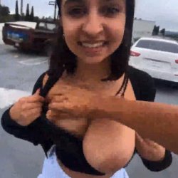 Busty latina groped in public