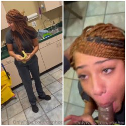 Ebony Teen Slut Gives Risky Blowjob to Her BBC Coworker in The Office Breakroom