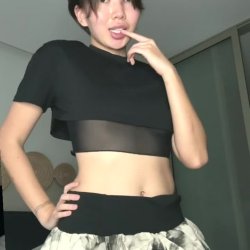 🔞Sheer top tease & sexy short skirt 🍑💋 Full nude on OF!
