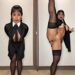 Naughty Wednesday Adams | strip stripping cosplay shaved pussy butt plug ass tits