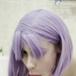 🔞Nude purple-haired babe sucking pink dildo in tub💋 Tits on OF🍑