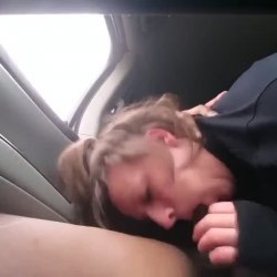 Pawg milf give a bbc a sloppy blowjob then bounce her thick ass on that dick in her car.