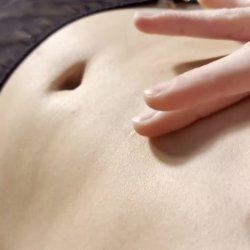 Smooth stomach trembling under gentle fingers 😳
